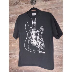 Vintage Fender Brand Fender T-Shirt Retro Short Sleeve Size M Black Rock & Roll